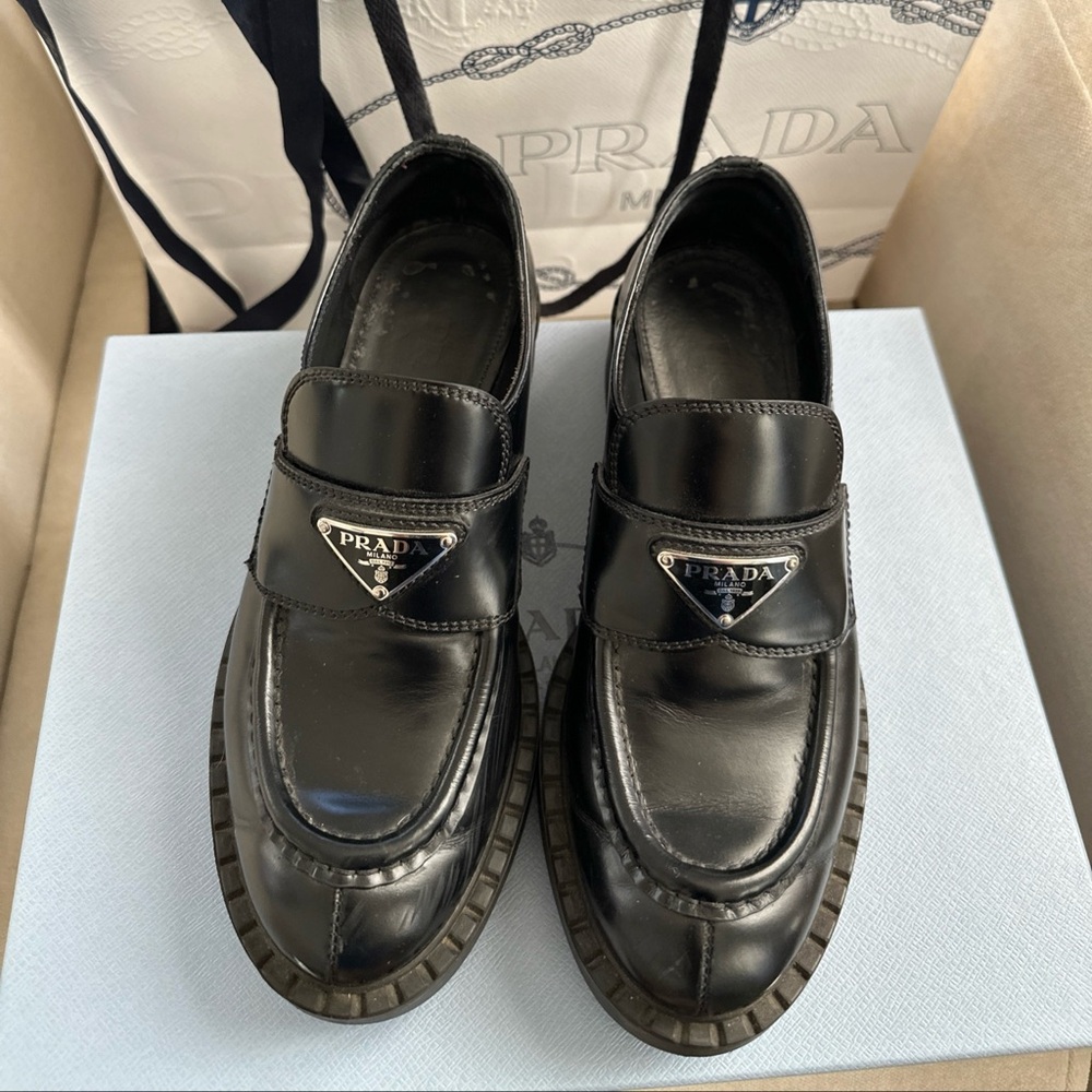 Prada Chocolate Brushed Leather Loafers